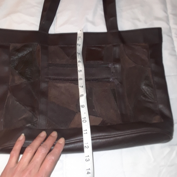 80s style moms leather brown patch purse - Picture 6 of 9